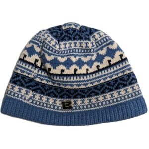 Vintage Burton USA Beanie Ski Snowboard Hat Blue Fair Isle Knit Made In USA